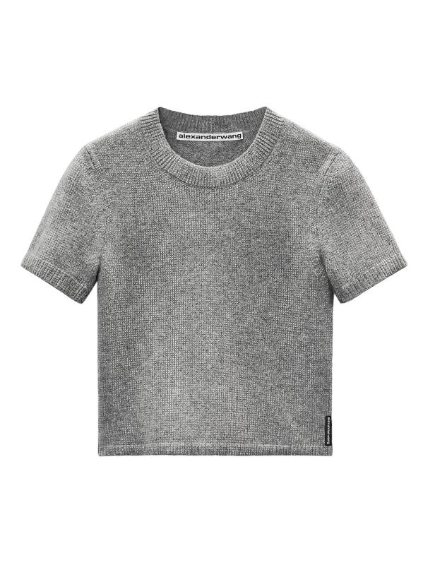 تيشيرت هوت فيكس من الصوف المخلوط برقبة مستديرة