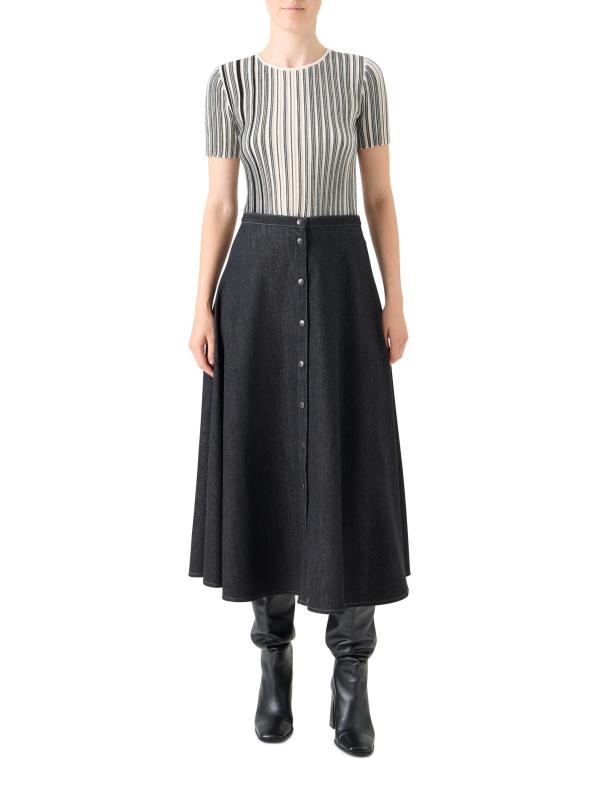 #5: سترة محبوكة من الصوف المقلّم - بلاك + كريم