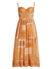 関税なし★Zimmermann★ラッキーコルセットミディドレス Zimmermann - ラッキープリントコットンコルセットミディドレス