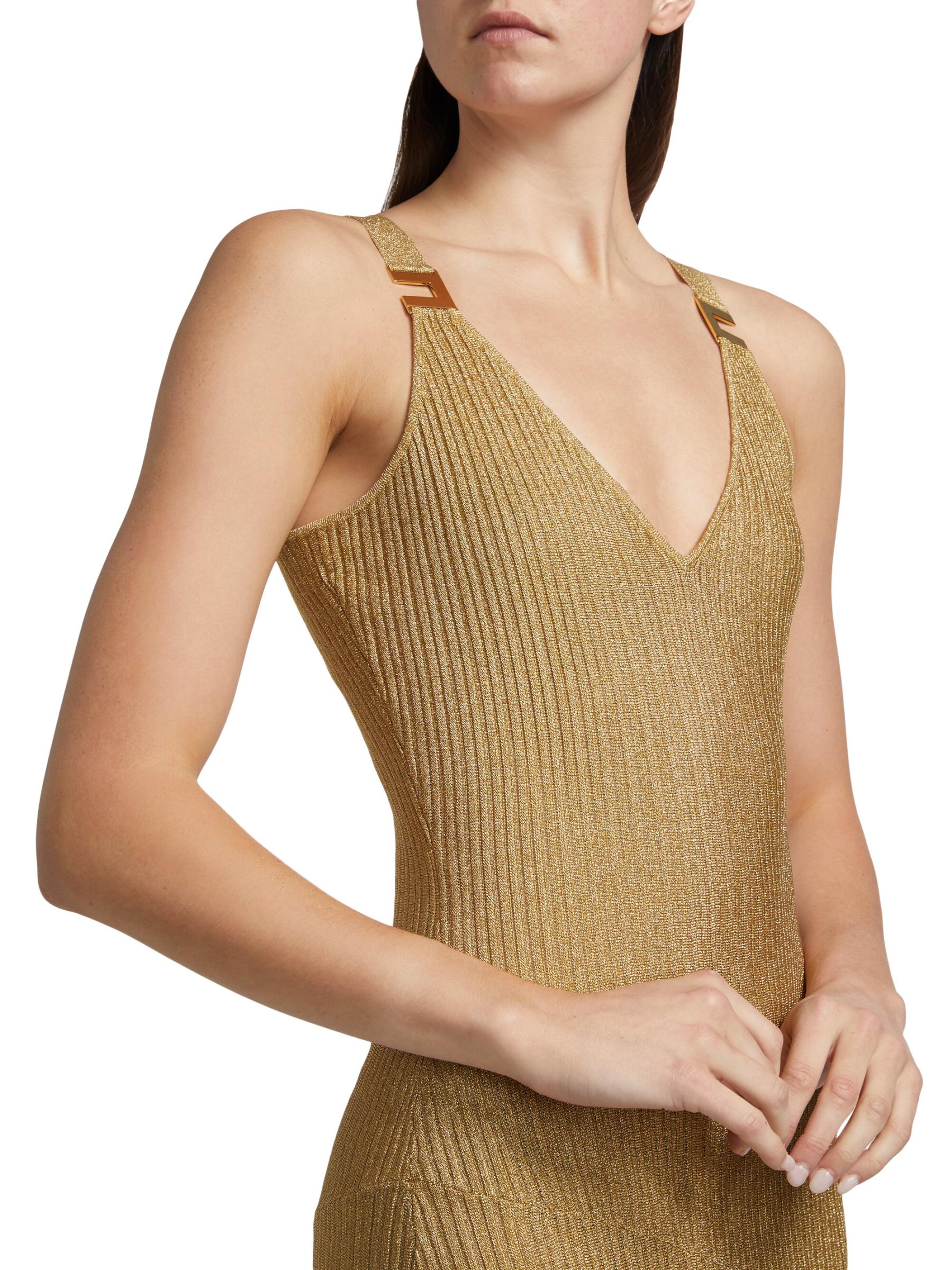 【ELISABETTA FRANCHI】ネックレス装飾リブドレス ELISABETTA FRANCHI】ネックレス装飾リブドレス