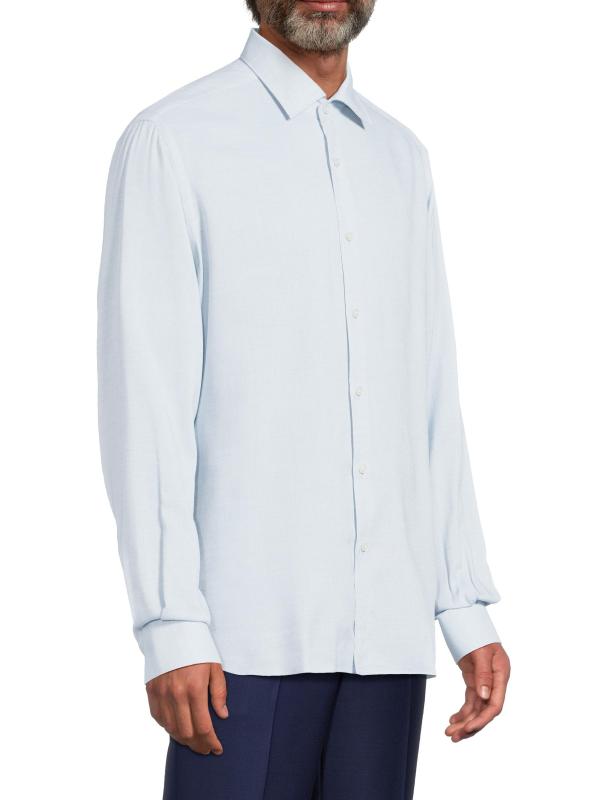 #3: قميص مودال من الصوف بأزرار أمامية - أزرق فاتح