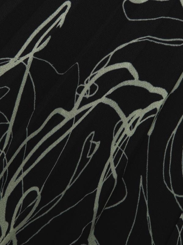 #6: تنورة متوسطة الطول مزينة بطيات مزهّرة من Scribble - ليمونسيلو أسود متعدد