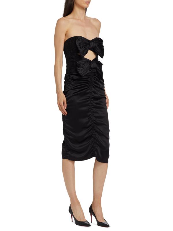 #3: فستان مكشكش بدون حمالات مزين بفيونكة - أسود