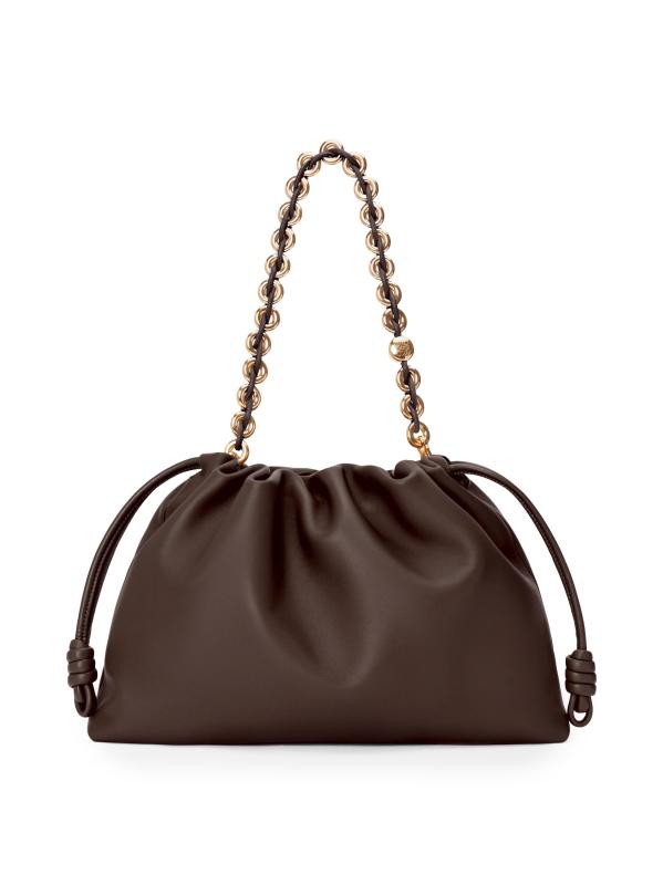 #7: حقيبة كتف كبيرة من جلد الفلامنكو - كستناء داكن