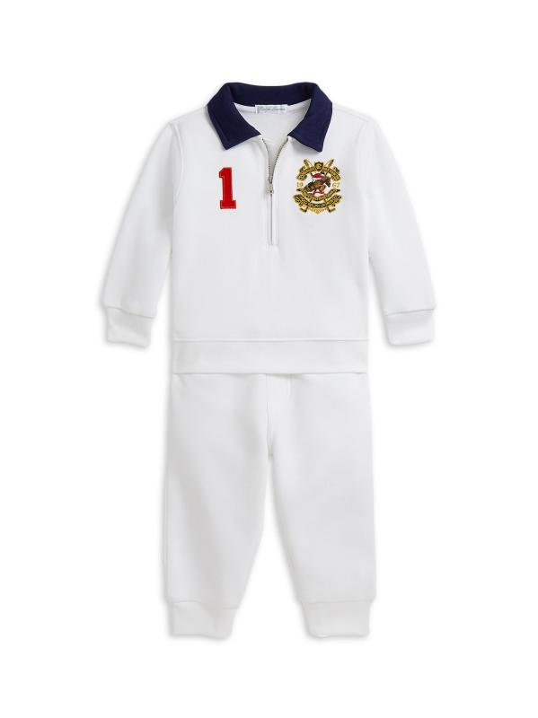 طقم سويت شيرت وبنطال رياضي للأولاد الصغار بسحّاب