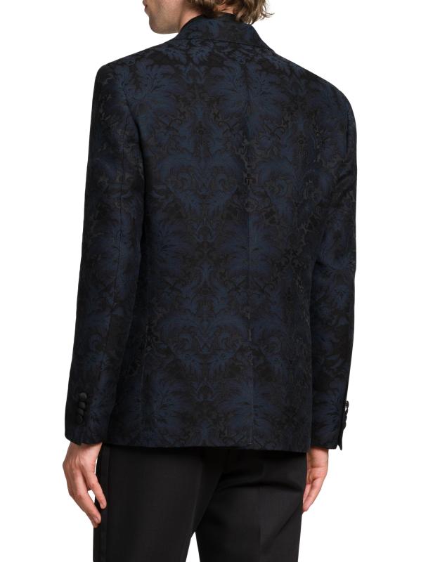 #4: بليزر مطبوع من القطن والحرير - أزرق متعدد الألوان