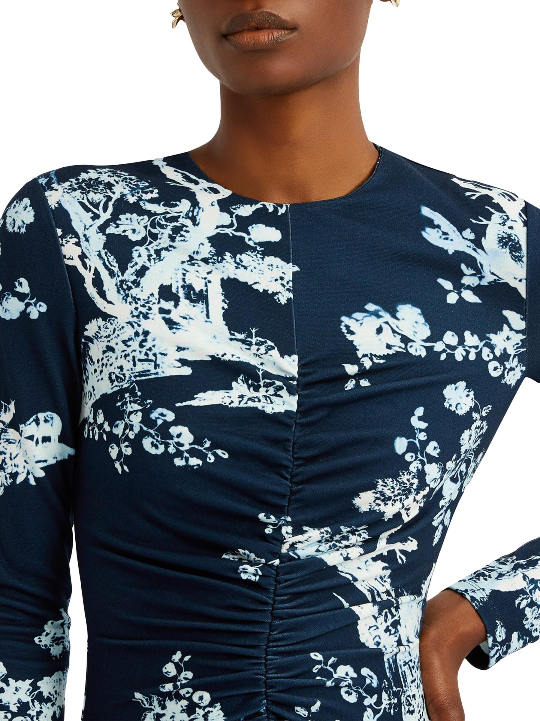 ワンピース ERDEM Woman Dress Sapphire SS25D21PCFSV CARNATION CYANOTYPE Shop Erdem - Cyantope Etch Jersey Midi-Dress | Saks Fifth