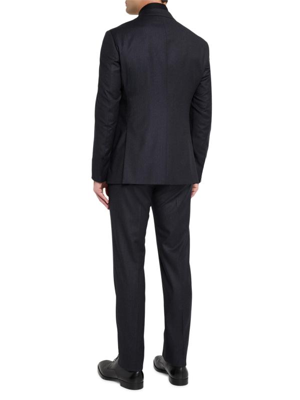 #4: بدلة أحادية الصدر من الصوف البكر مخططة بدقة متناهية - القوات البحرية