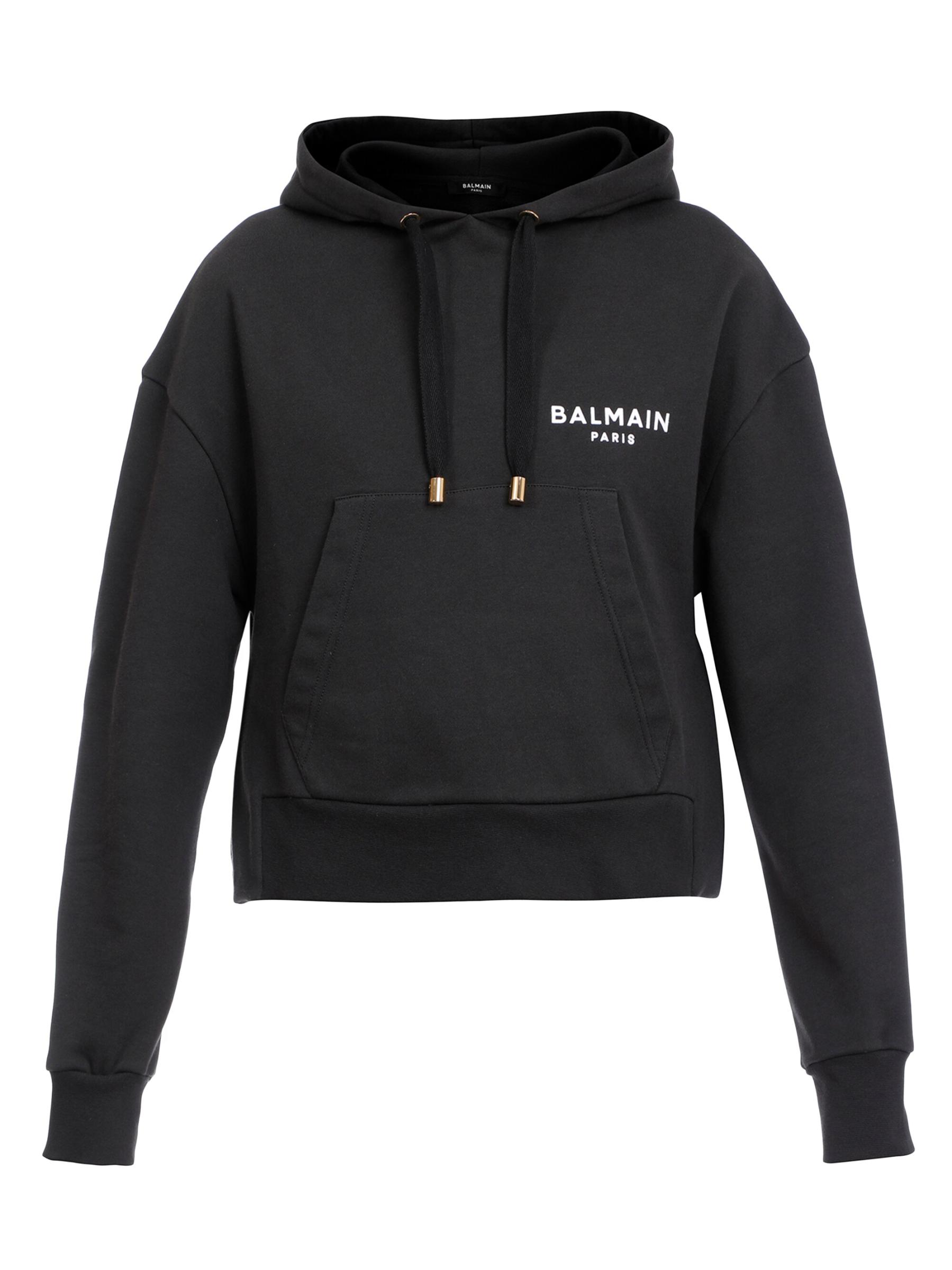 関税負担なし◆BALMAIN◆ロゴプリントコットンパーカー ホワイト BALMAIN バルマン パーカー コットン ホワイト ブラック メンズ