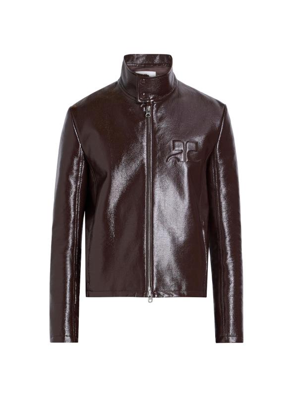 Zipped Vinyl Biker Jacket