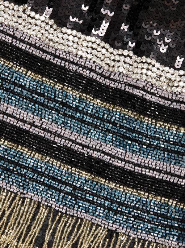 #6: فستان أوغسطين قصير مزين بشراشيب - بلاك مالتي