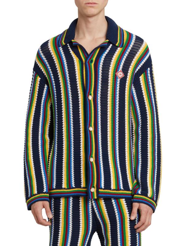 #2: بلوزة مخططة بأكمام طويلة من مزيج القطن والكروشيه - القوات البحرية