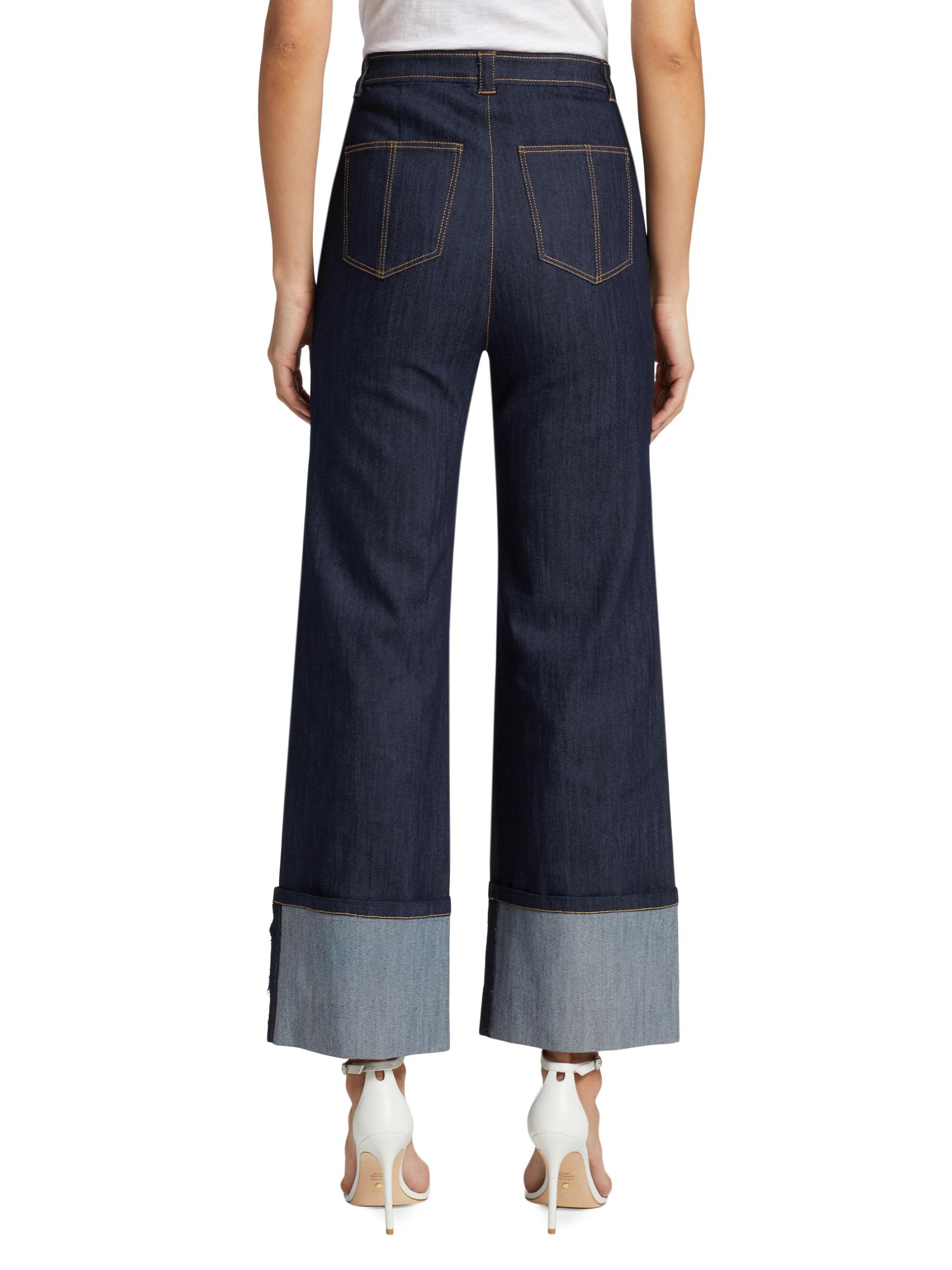 [送料込] Chestnut Wide denim Shop Cinq à Sept - Benji Cuffed Wide-Leg Jeans | Saks Fifth