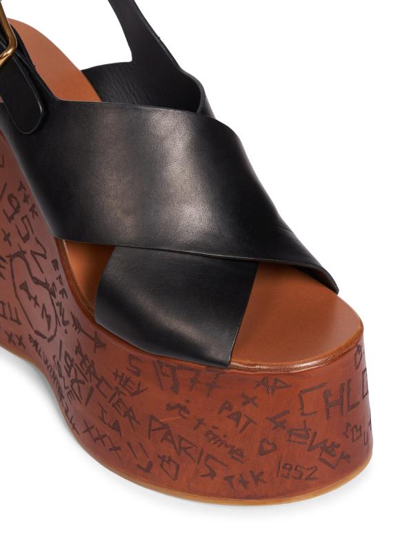 クロエ マキシムレザー Maxime ウェッジサンダル Chloé Maxime Wedge Sandal in Ginger brown | Chloé US