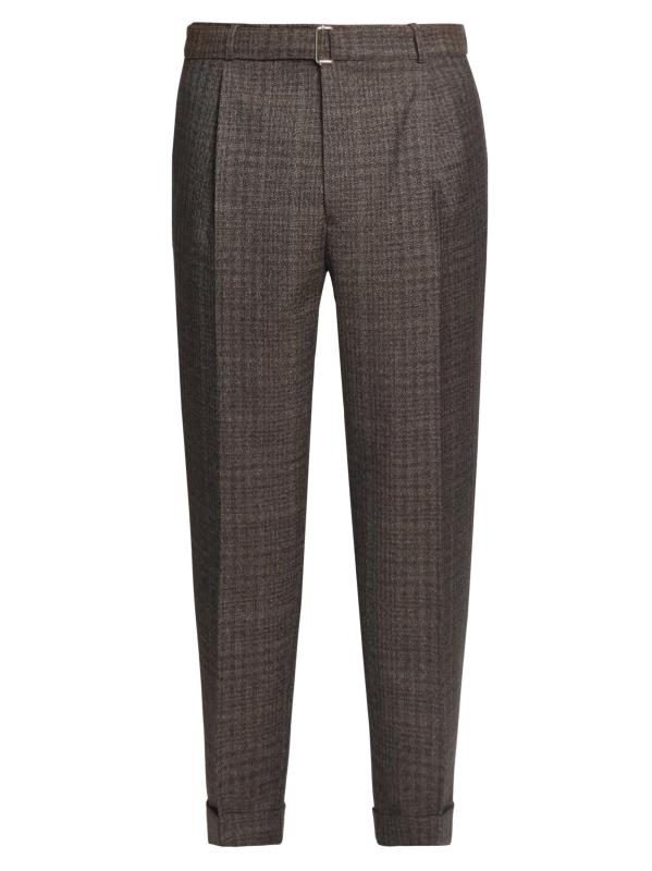 بنطال Hugo Plaid من الصوف البكر ذو الساق المستقيمة