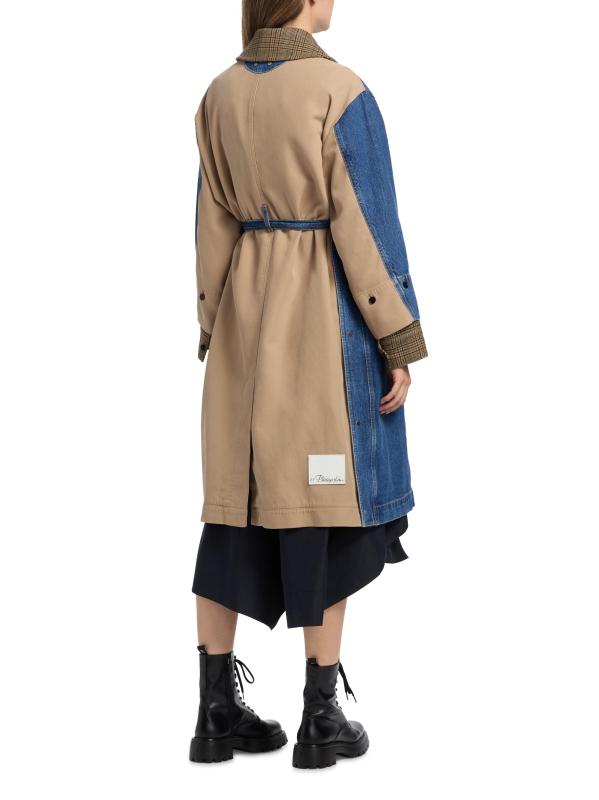 3.1 Phillip Lim - デニム・チェック・コンボ・トレンチ を