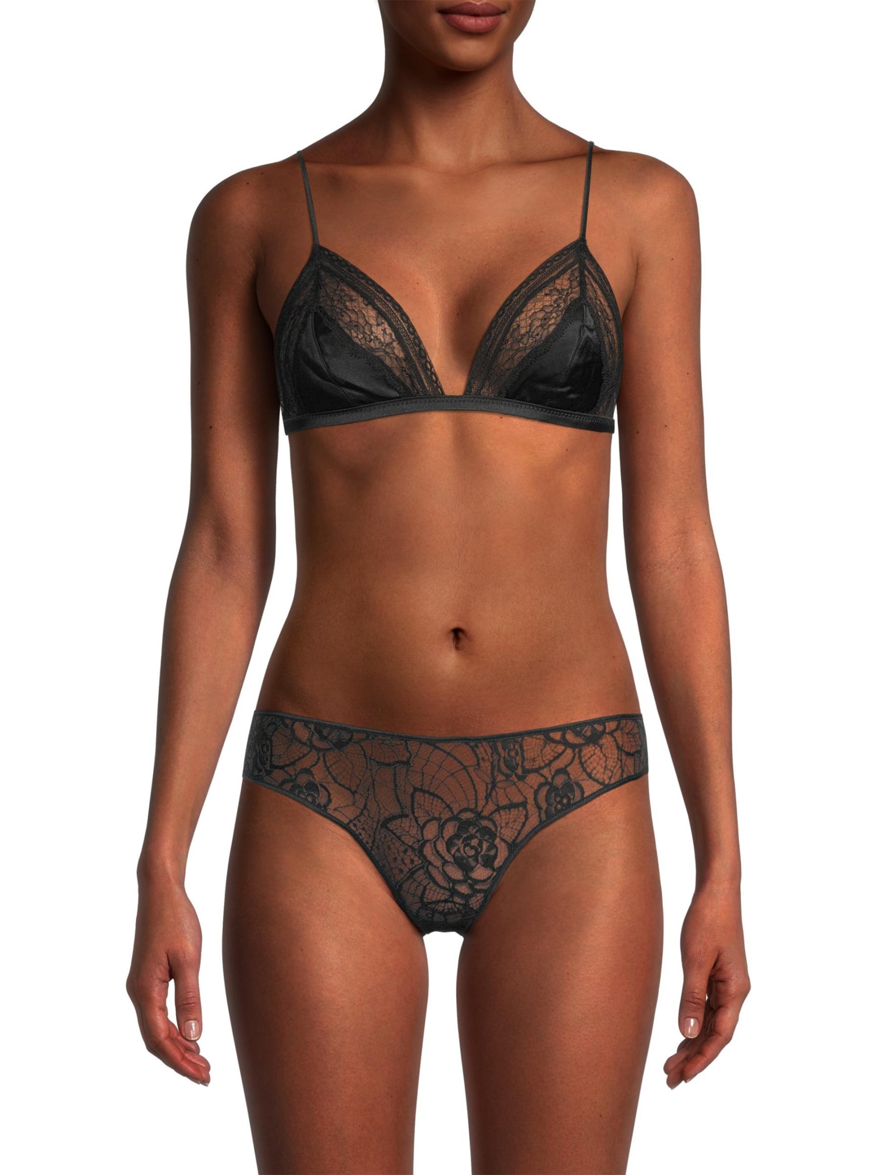 「KIKI DE MONTPARNASSE」ストレッチシルク ソング レーストリム Kiki de Montparnasse - レーストリムメタリックシルクブラ を