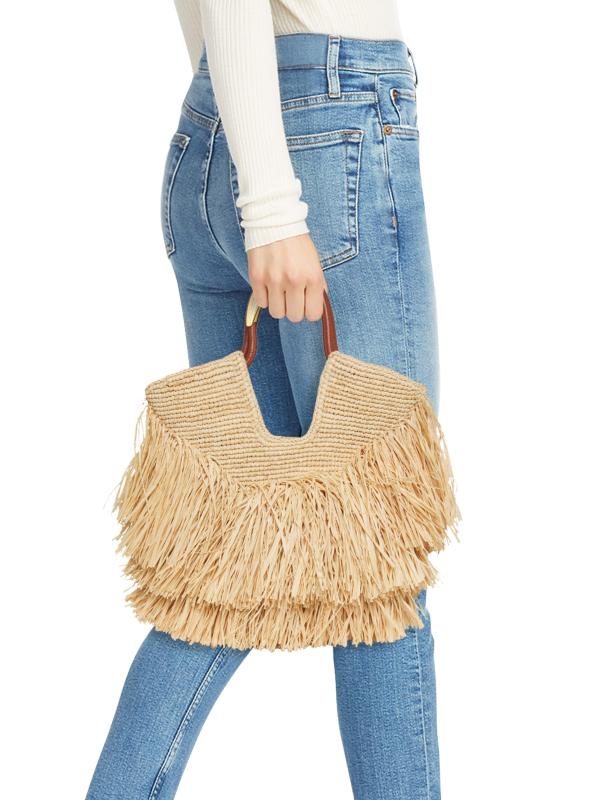 トートバッグ ZIMMERMANN GOLDENTIME SMALL RAFIA TOTE ZIMMERMANN Goldentime small fringed raffia tote | NET-A-PORTER