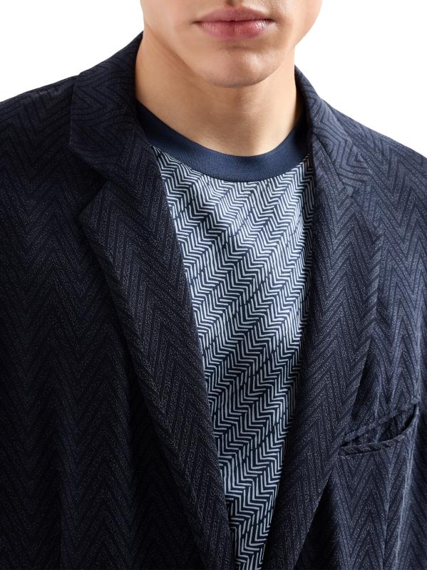 アルマーニ　ヘリンボーンジャケット Giorgio Armani ヘリンボーン シングルジャケット | ブルー