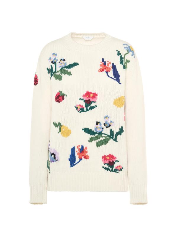 سترة داليا من الكشمير بفتحة رقبة مستديرة