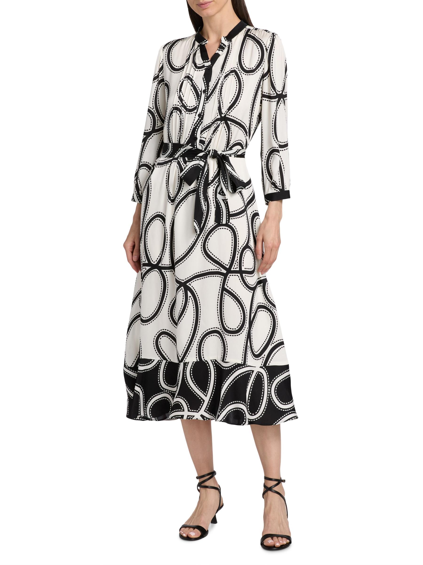 Elie Tahari - フェニックス・ドット・シルク混ミディドレス を