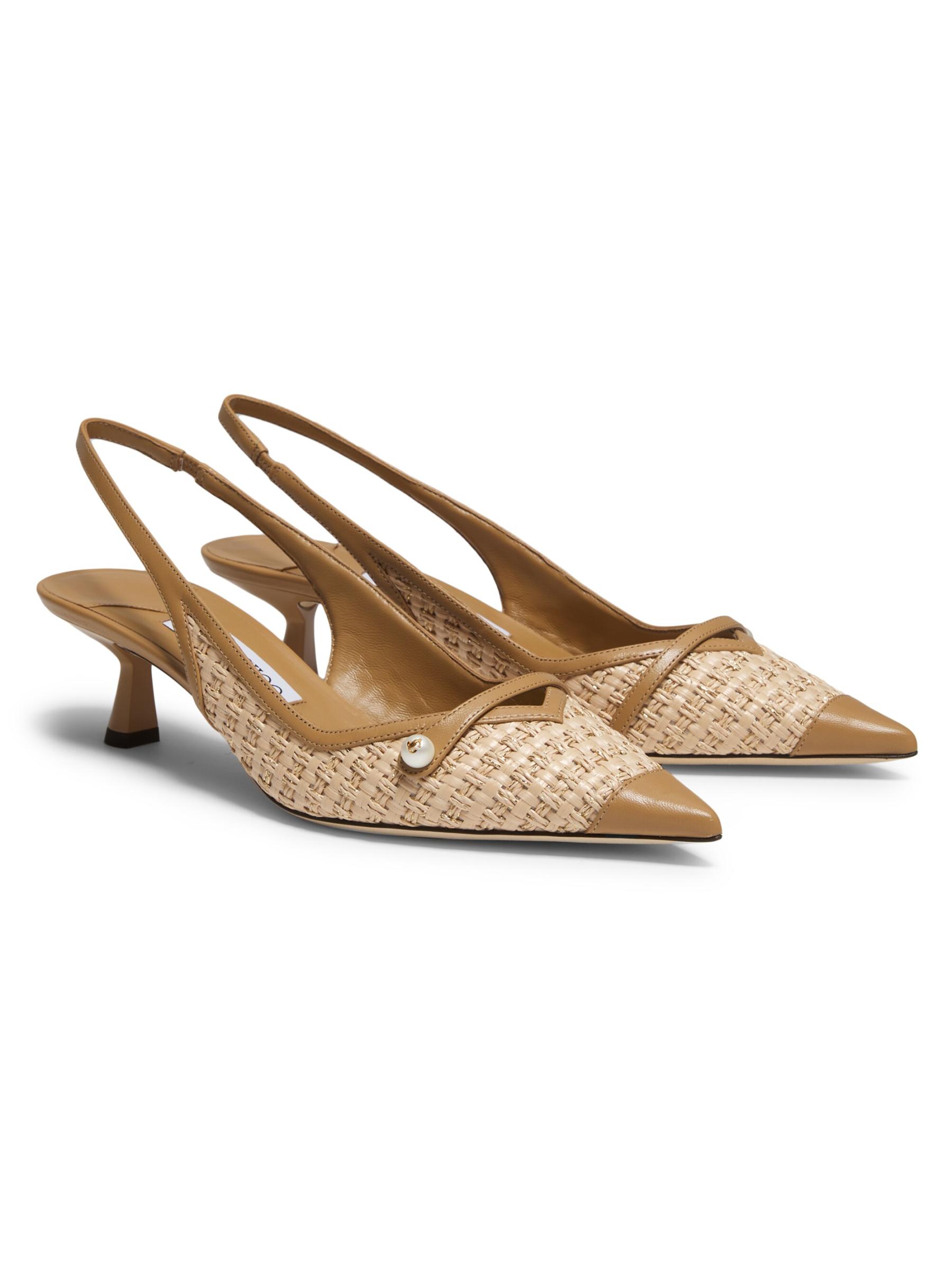 JIMMY CHOO Amita 45 レザー ラフィア スリングバックパンプス Jimmy Choo - アミタ 45MM ラフィア&レザースリングバック