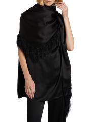 TOTEME スカーフ Fringed charmeuse scarf 998873 Fringed charmeuse scarf in black - Toteme | Mytheresa