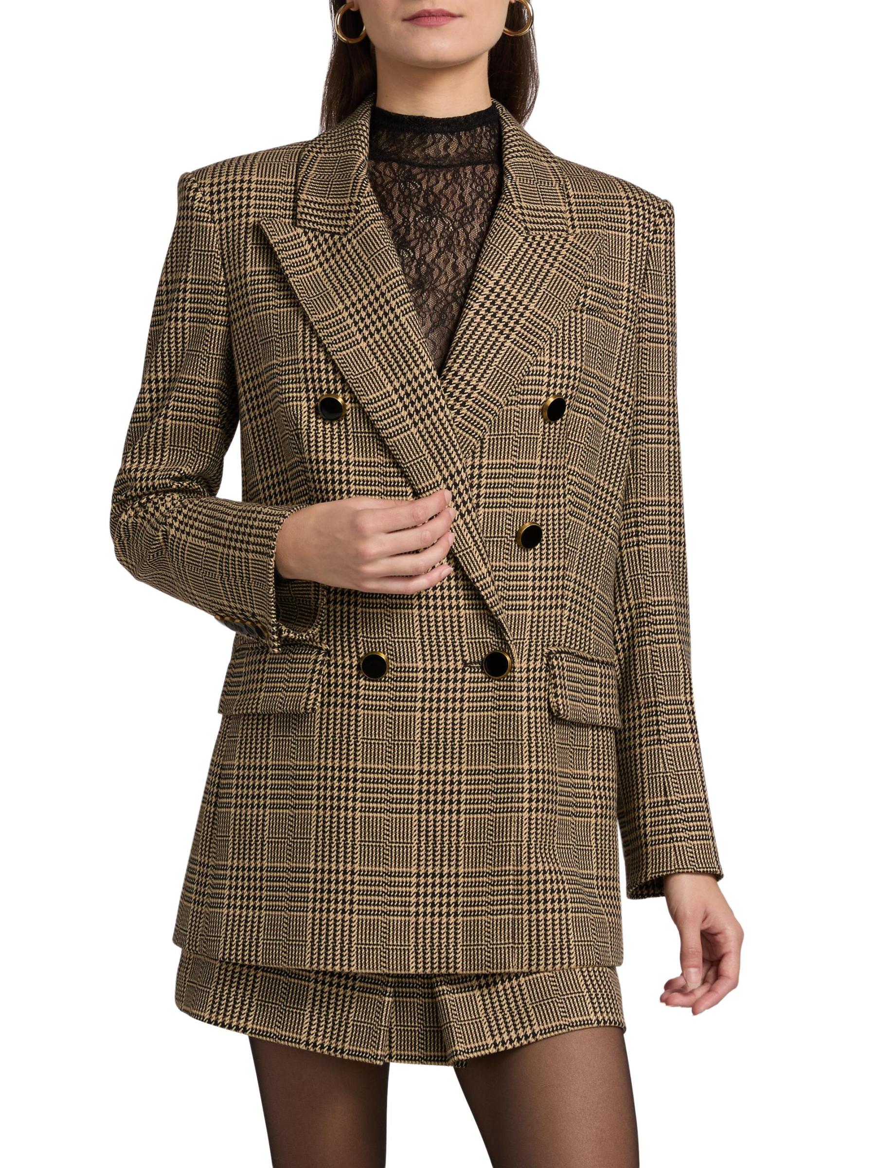 Shop Veronica Beard - Rhys Dickey Houndstooth Double-Breasted