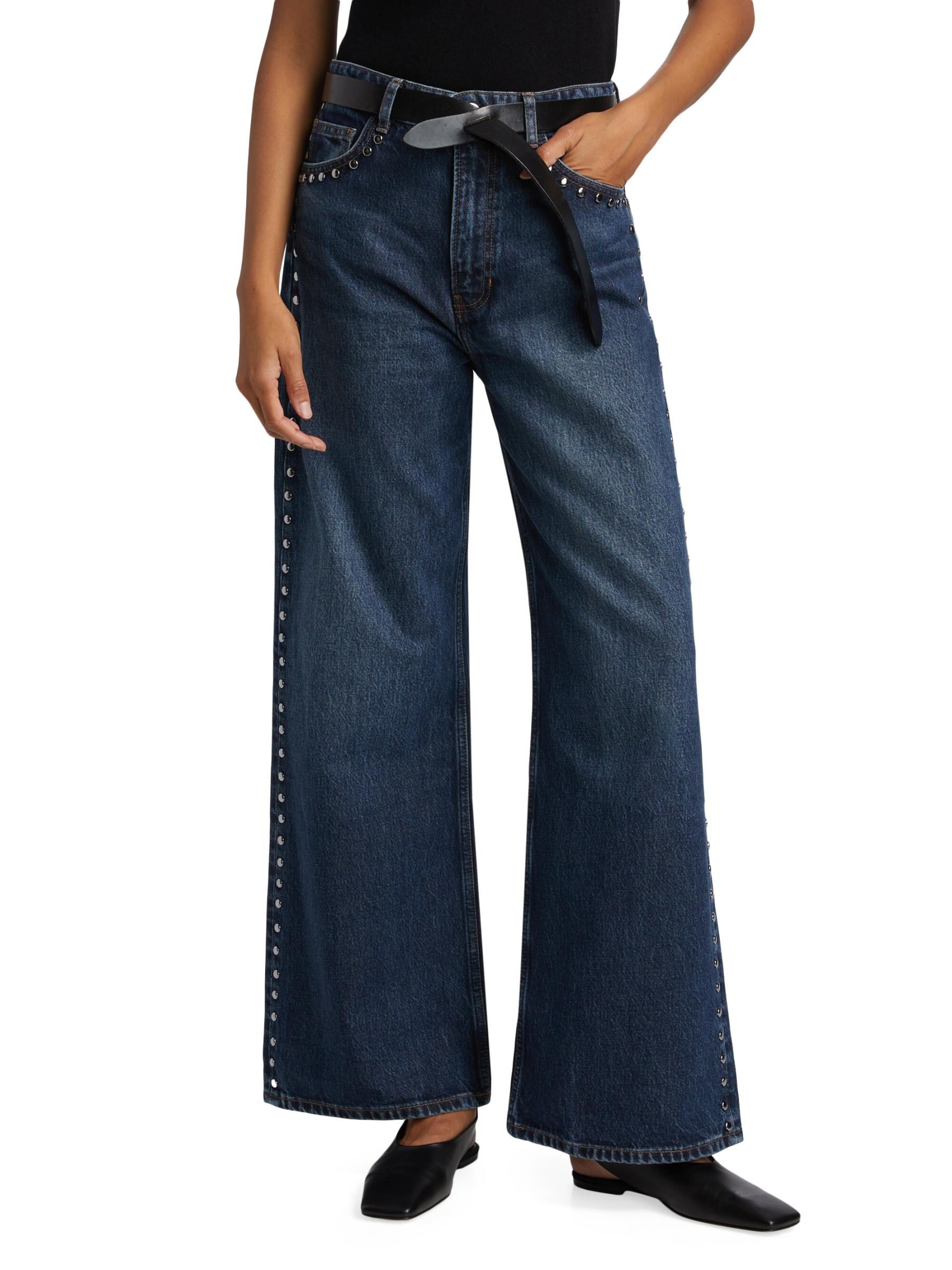 Cary’s Denim Shop Reformation - Cary Studded High-Rise Slouchy Jeans