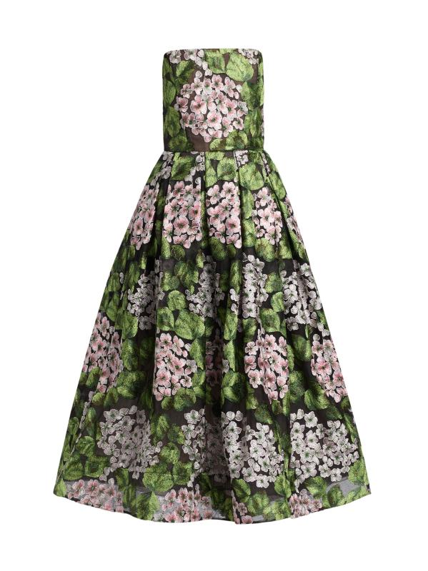 فستان متوسط الطول بمشد مطرز بالزهور من كيت