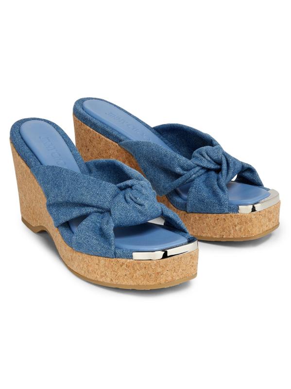 Shop Jimmy Choo Avenue 110MM Denim Wedge Sandals Saks Fifth