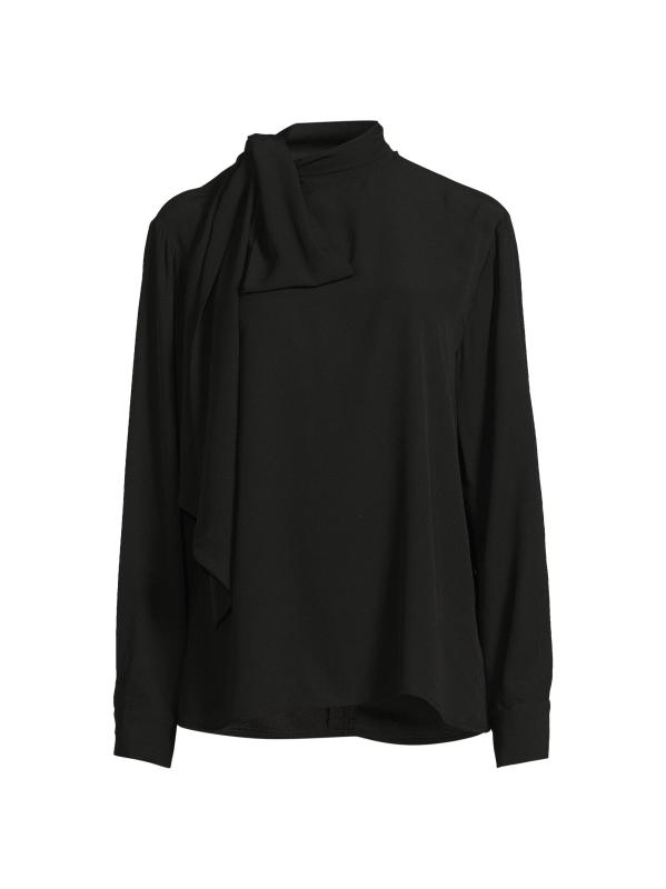 بلوزة «إليا» من الحرير برقبة مُرقمة