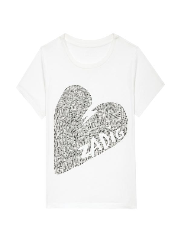 Tシャツ・カットソー Zadig & Voltaire Strass Beaded Cotton Top Stars Strass T Shirt - ZADIG & VOLTAIRE