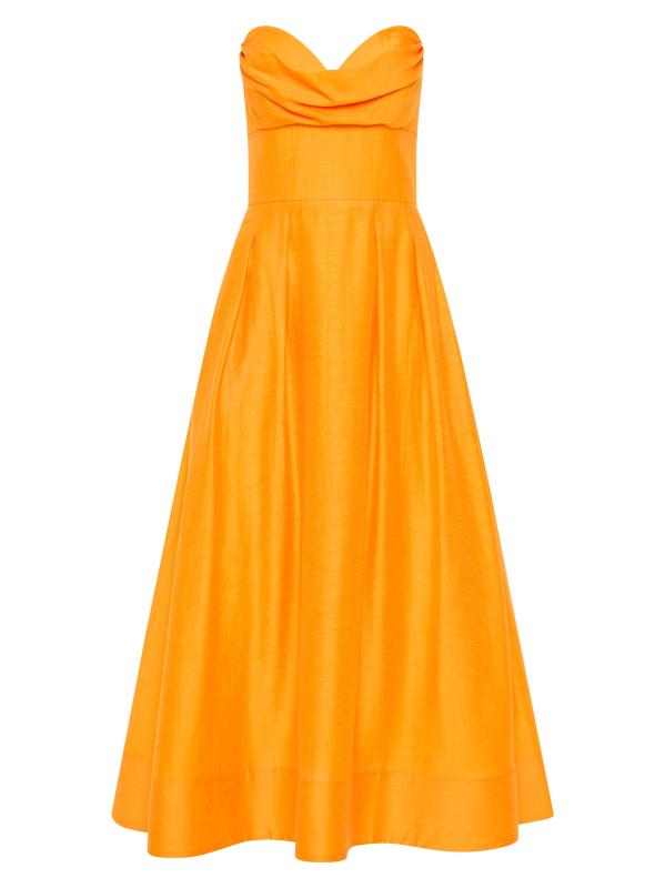 【REBECCA VALLANCE】CERA STRAPLESS MIDI DRESS フロントタイ Cera Strapless Midi Dress Blue – Rebecca Vallance