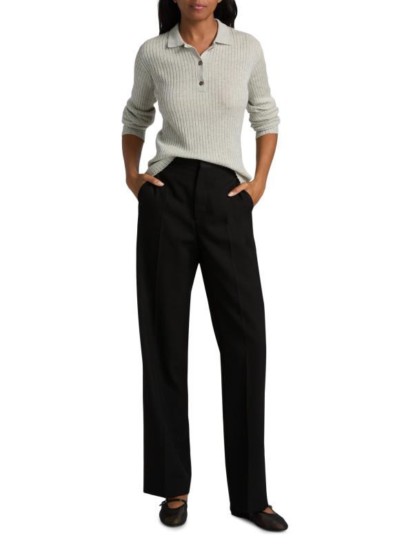 #7: سترة بولو من الحرير والكشمير - اللون الرمادي