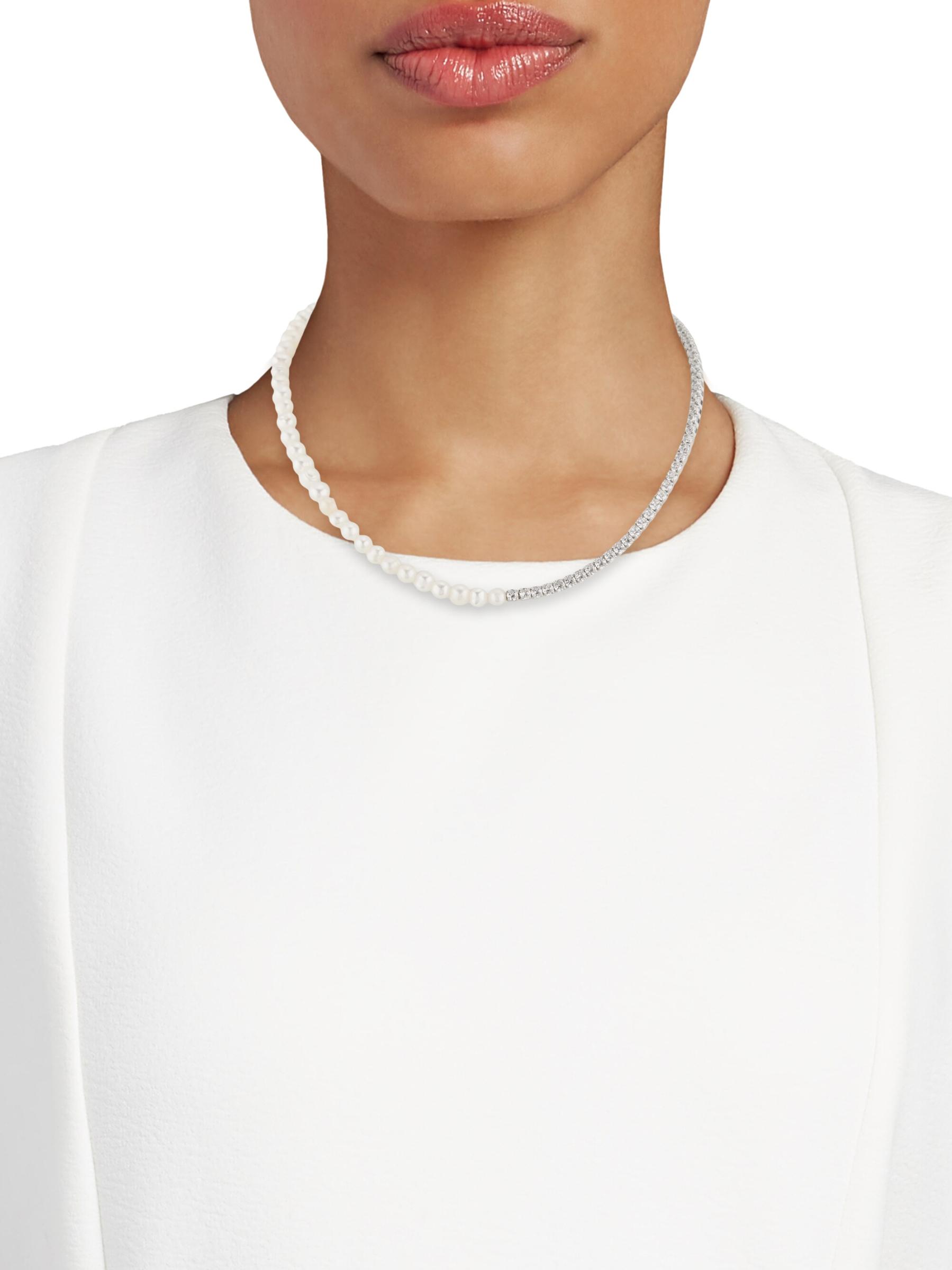 貝殻ネックレス!送料&関税込み★TB★SHELL STATEMENT NECKLACE Shop Shashi - Camille Sterling Silver, Shell Pearl & Cubic