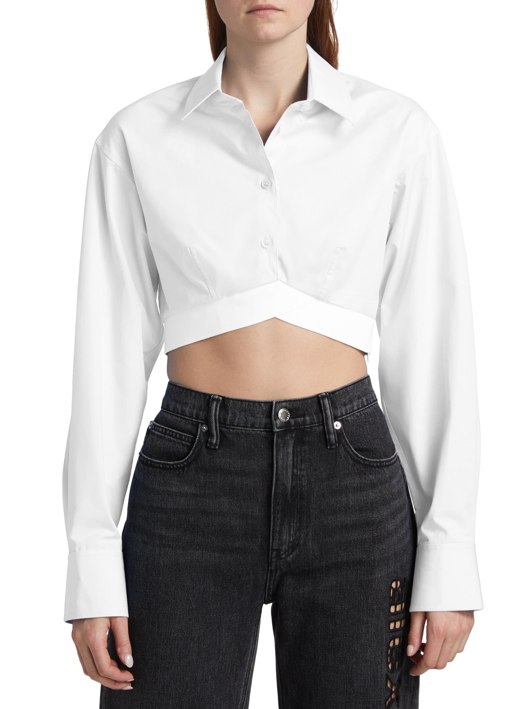 Shop Alexander Wang - Cropped Logo Elastic Button-Front