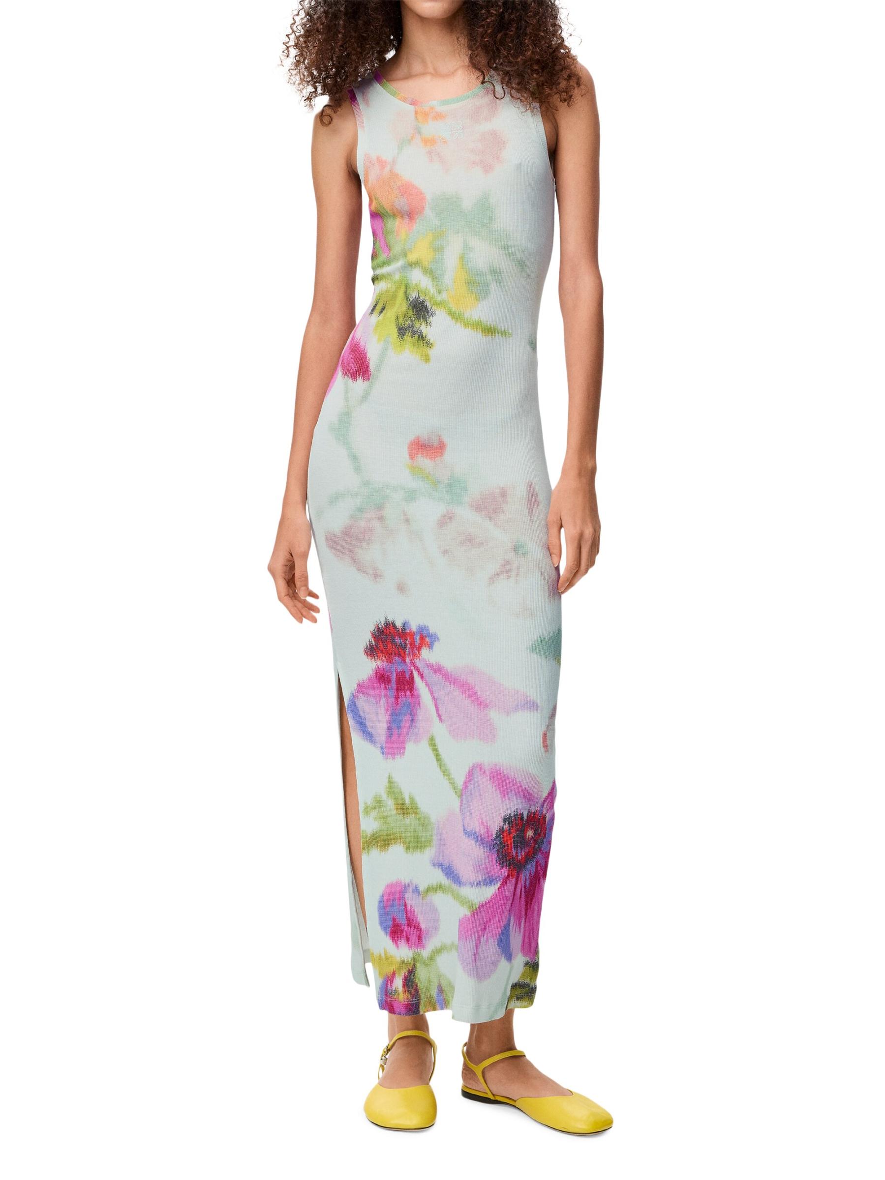 Shop Loewe - Floral Logo Embroidered Silk-Cotton Tank Maxi