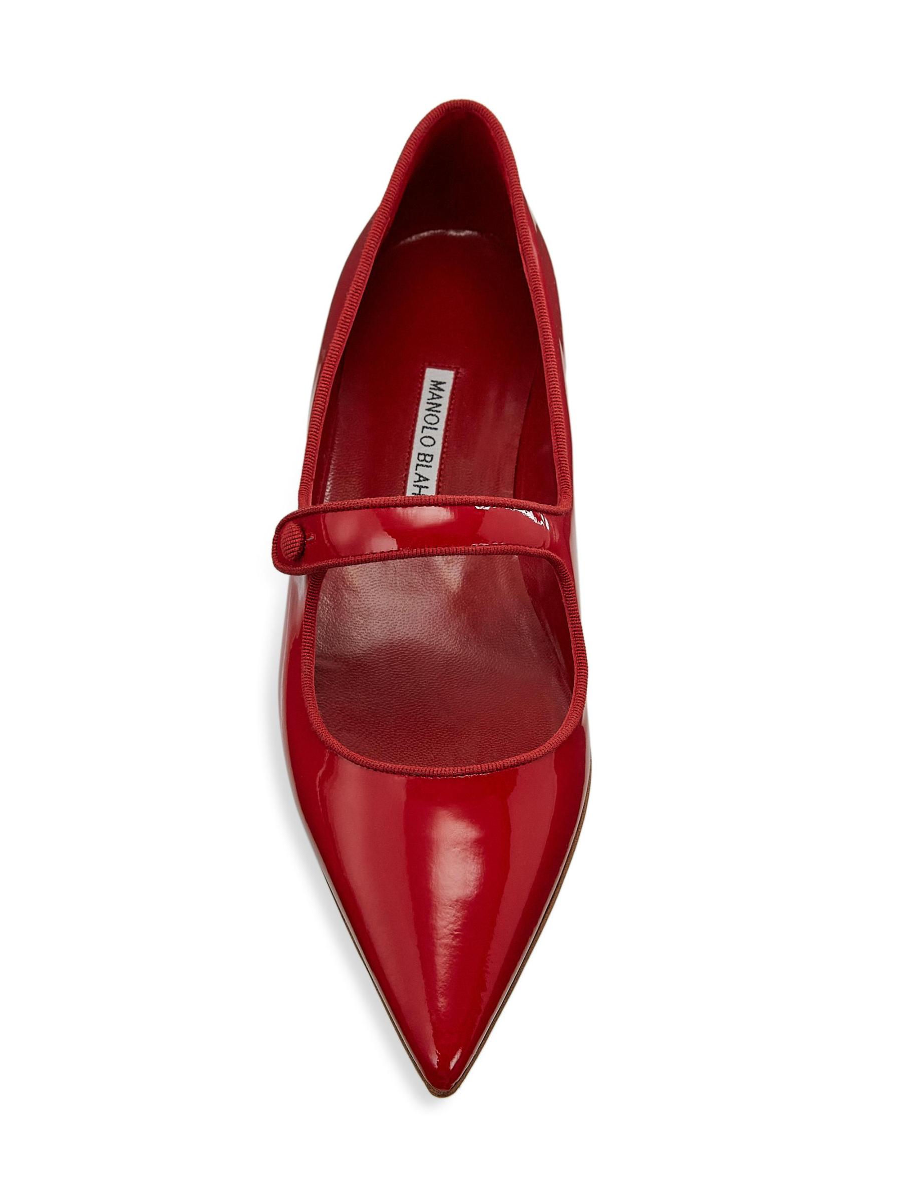 manolo blahnikカンパリ パテントレザー ナチュラル メリージェーン Manolo Blahnik - カンパリフラット 10MM パテントレザー メリー