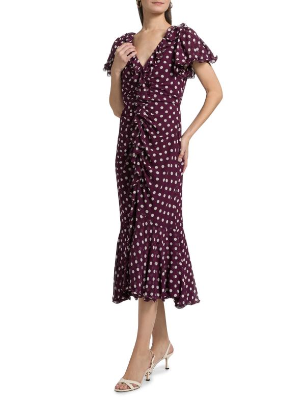 #3: فستان متوسط الطول مكشكش بنقشة من ليرا - ديب بلوم متعدد