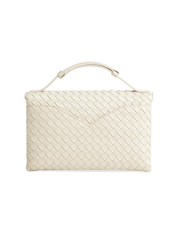 ハンドバッグ Bottega Veneta Ivory Leather Knot Lock Handbag Knot Lock Intrecciato leather crossbody bag in white