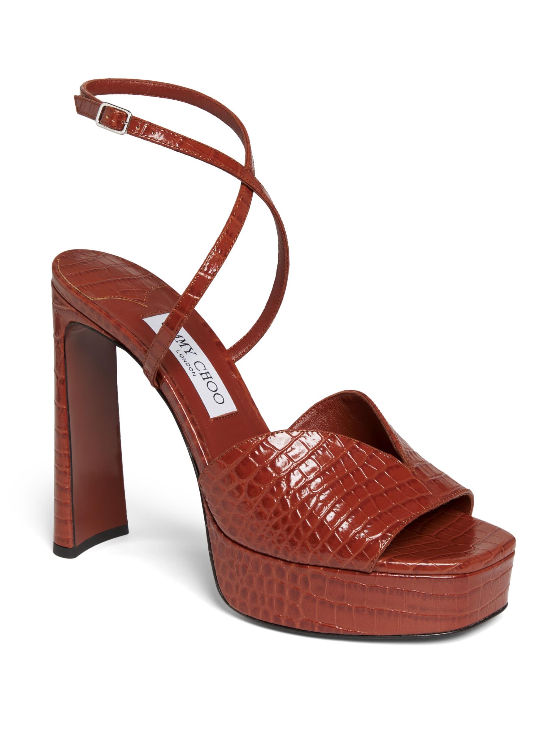 Jimmy Choo - Karli 125MM クロコ型押しレザープラットフォーム