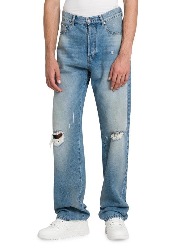 #2: بنطال جينز بساق مستقيمة من سلسلة Monogram - رمادي فاتح