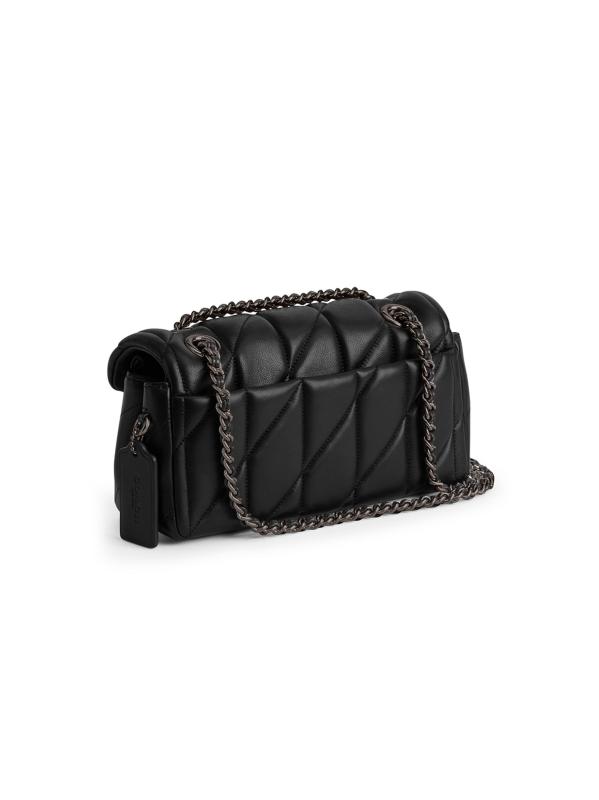 #6: حقيبة الكتف الجلدية المبطنة Tabby - أسود + ذهبي