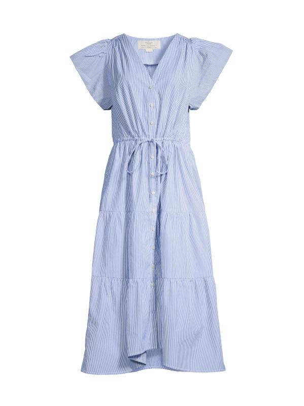 فستان كريستي متوسط الطول بخطوط