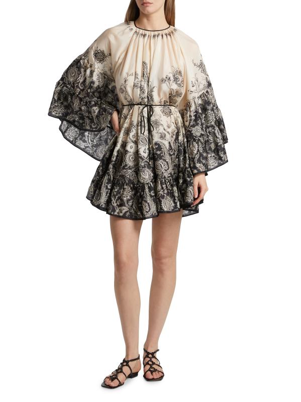 ワンピース Zimmermann Rhiannon Lantern Mini Dress Rhiannon Lantern Mini Dress Cream/Black Floral Online