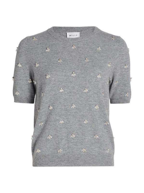 بلوزة روزالين بأكمام قصيرة مزينة بأحجار الراين