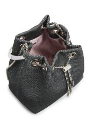 JIMMY CHOO ホンホンハケットハック BONBON SQVSILVER JIMMY CHOO Bon Bon crystal-embellished satin bucket bag
