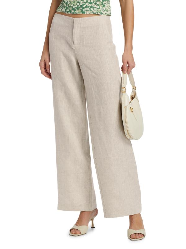 Shop Reformation Vida Low-Rise Wide-Leg Linen Pants Saks Fifth