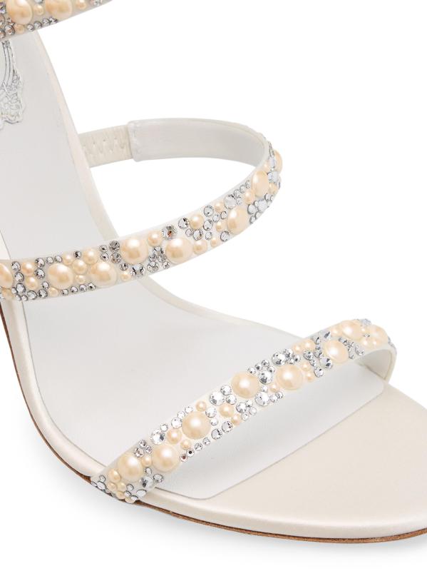 #6: صندل كليو عيار 105 ملم من الحرير المزين - أبيض